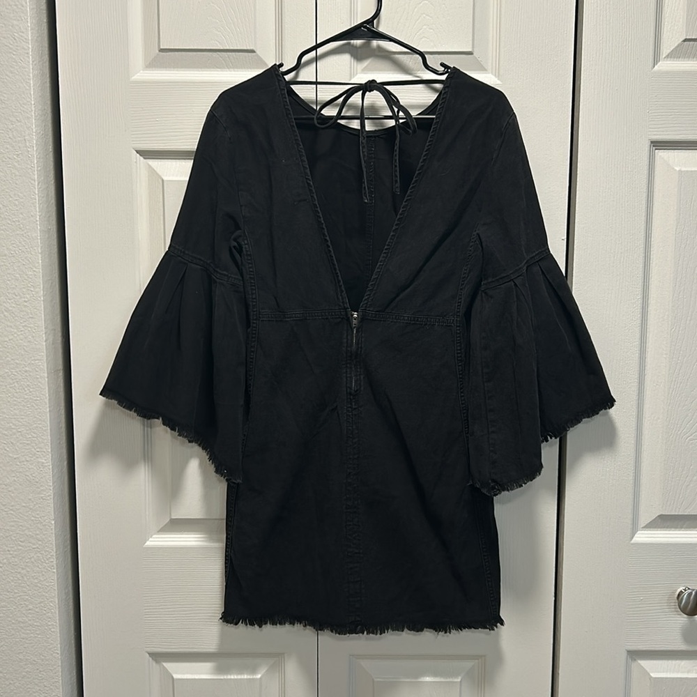 NWT Free People We the Free Reckless Life Washed Black Denim Mini Dress Size 8 - Picture 5 of 10
